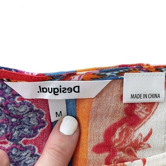 Desigual Loose Paisley Blouse Scarf Top Medium - Picture 4 of 5
